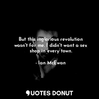 But this inglorious revolution wasn't for me. I didn't want a sex shop in every town.