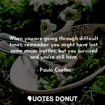  When you are going through difficult times, remember: you might have lost some m... - Paulo Coelho - Quotes Donut