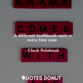  ‎A different toothbrush waits in every time zone.... - Chuck Palahniuk - Quotes Donut