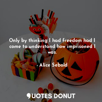 Only by thinking I had freedom had I come to understand how imprisoned I was.