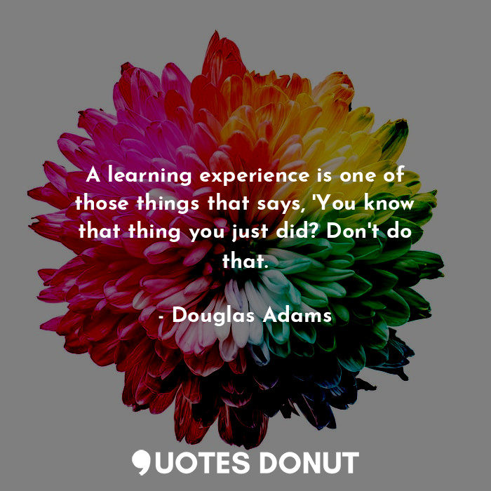 A learning experience is one of those things that says, 'You know that thing you just did? Don't do that.