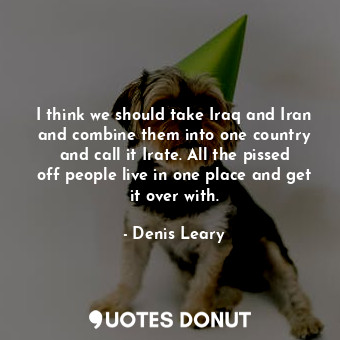 I think we should take Iraq and Iran and combine them into one country and call it Irate. All the pissed off people live in one place and get it over with.