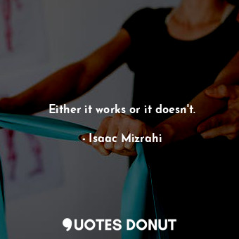  Either it works or it doesn&#39;t.... - Isaac Mizrahi - Quotes Donut