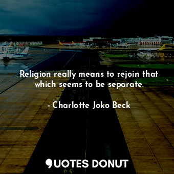 Religion really means to rejoin that which seems to be separate.