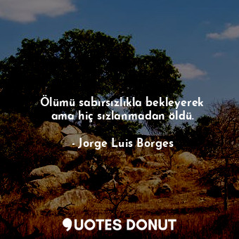  Ölümü sabırsızlıkla bekleyerek ama hiç sızlanmadan öldü.... - Jorge Luis Borges - Quotes Donut