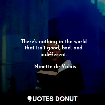 There&#39;s nothing in the world that isn&#39;t good, bad, and indifferent.