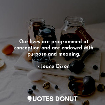  Our lives are programmed at conception and are endowed with purpose and meaning.... - Jeane Dixon - Quotes Donut