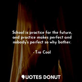 School is practice for the future, and practice makes perfect and nobody&#39;s perfect so why bother.