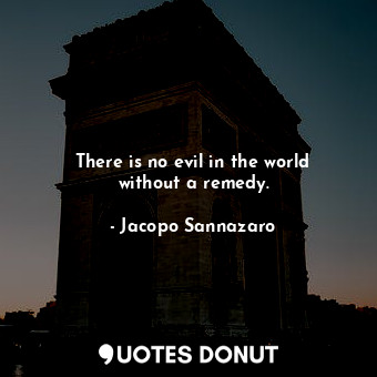 There is no evil in the world without a remedy.