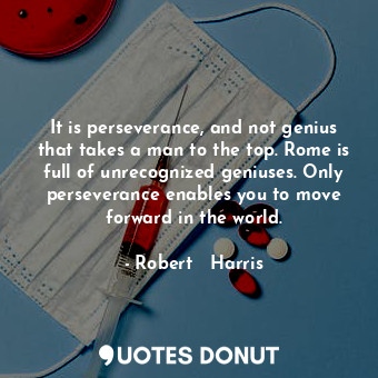 It is perseverance, and not genius that takes a man to the top. Rome is full of unrecognized geniuses. Only perseverance enables you to move forward in the world.