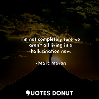  I&#39;m not completely sure we aren&#39;t all living in a hallucination now.... - Marc Maron - Quotes Donut