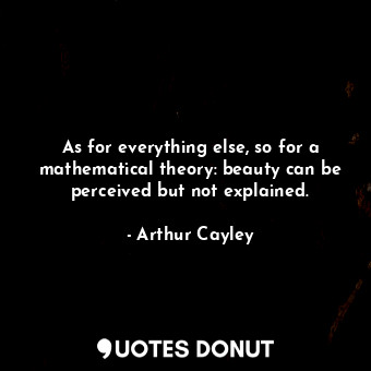 As for everything else, so for a mathematical theory: beauty can be perceived but not explained.