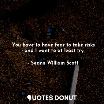 You have to have fear to take risks - and I want to at least try.... - Seann William Scott - Quotes Donut