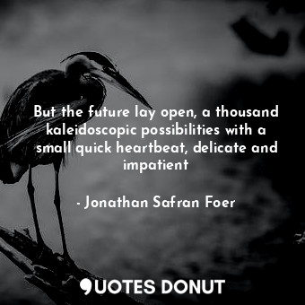  But the future lay open, a thousand kaleidoscopic possibilities with a small qui... - Jonathan Safran Foer - Quotes Donut
