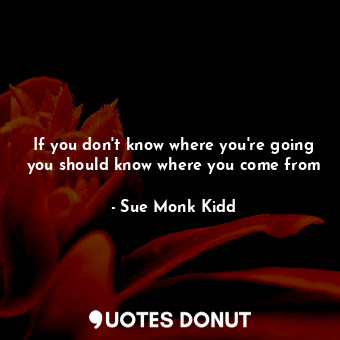  If you don't know where you're going you should know where you come from... - Sue Monk Kidd - Quotes Donut