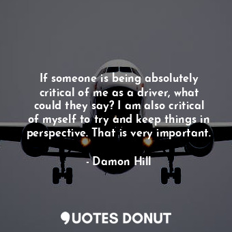  If someone is being absolutely critical of me as a driver, what could they say? ... - Damon Hill - Quotes Donut