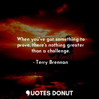  When you&#39;ve got something to prove, there&#39;s nothing greater than a chall... - Terry Brennan - Quotes Donut