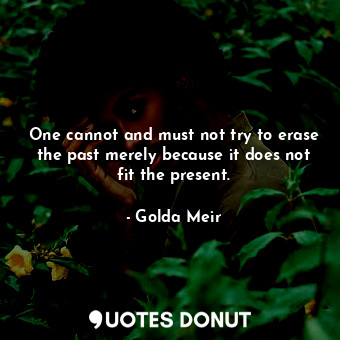  One cannot and must not try to erase the past merely because it does not fit the... - Golda Meir - Quotes Donut