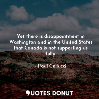 Yet there is disappointment in Washington and in the United States that Canada is not supporting us fully.