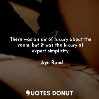 There was an air of luxury about the room, but it was the luxury of expert simplicity.