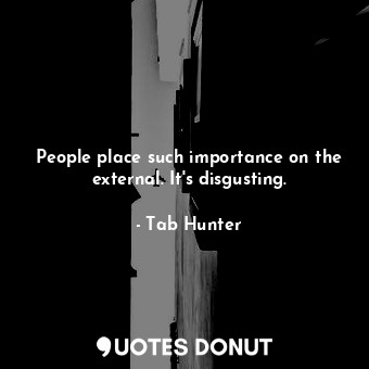  People place such importance on the external. It&#39;s disgusting.... - Tab Hunter - Quotes Donut