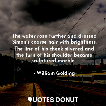  The water rose further and dressed Simon's coarse hair with brightness. The line... - William Golding - Quotes Donut