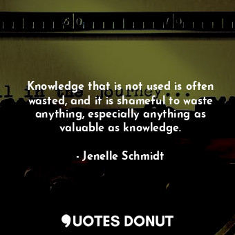  Knowledge that is not used is often wasted, and it is shameful to waste anything... - Jenelle Schmidt - Quotes Donut