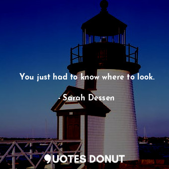  You just had to know where to look.... - Sarah Dessen - Quotes Donut