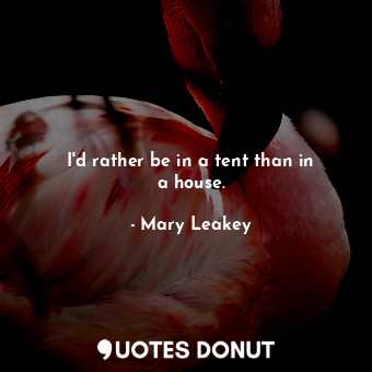  I&#39;d rather be in a tent than in a house.... - Mary Leakey - Quotes Donut