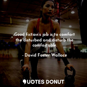 Good fiction’s job is to comfort the disturbed and disturb the comfortable.