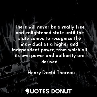There will never be a really free and enlightened state until the state comes to recognize the individual as a higher and independent power, from which all its own power and authority are derived.