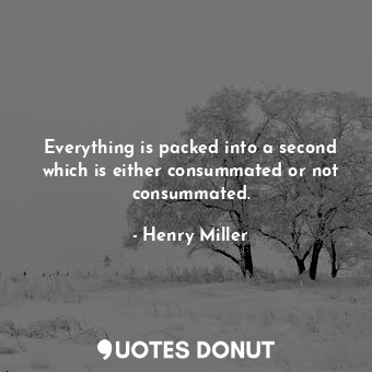  Everything is packed into a second which is either consummated or not consummate... - Henry Miller - Quotes Donut