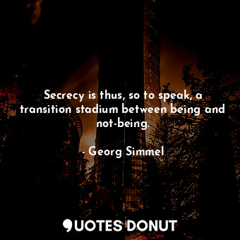 Secrecy is thus, so to speak, a transition stadium between being and not-being.
