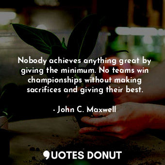  Nobody achieves anything great by giving the minimum. No teams win championships... - John C. Maxwell - Quotes Donut