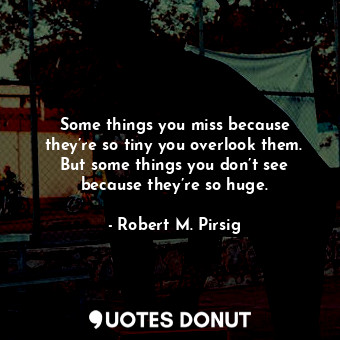  Some things you miss because they’re so tiny you overlook them. But some things ... - Robert M. Pirsig - Quotes Donut