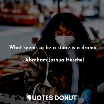 What seems to be a stone is a drama.... - Abraham Joshua Heschel - Quotes Donut