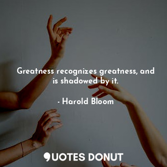  Greatness recognizes greatness, and is shadowed by it.... - Harold Bloom - Quotes Donut