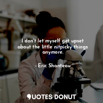  I don&#39;t let myself get upset about the little nitpicky things anymore.... - Eric Shanteau - Quotes Donut