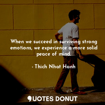When we succeed in surviving strong emotions, we experience a more solid peace of mind.
