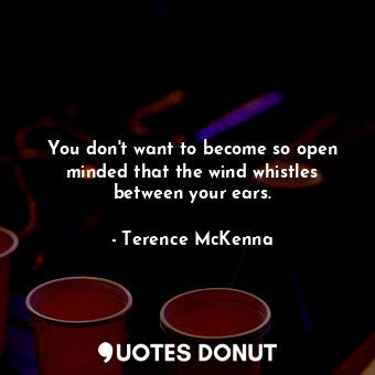  You don't want to become so open minded that the wind whistles between your ears... - Terence McKenna - Quotes Donut