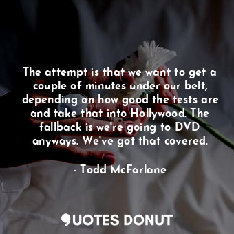  The attempt is that we want to get a couple of minutes under our belt, depending... - Todd McFarlane - Quotes Donut