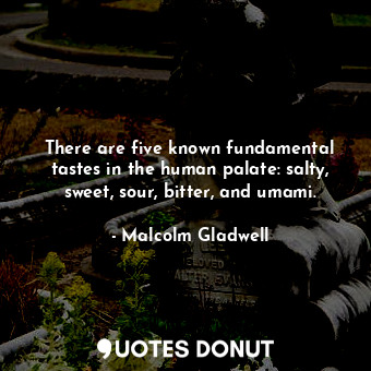  There are five known fundamental tastes in the human palate: salty, sweet, sour,... - Malcolm Gladwell - Quotes Donut
