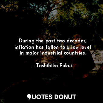  During the past two decades, inflation has fallen to a low level in major indust... - Toshihiko Fukui - Quotes Donut