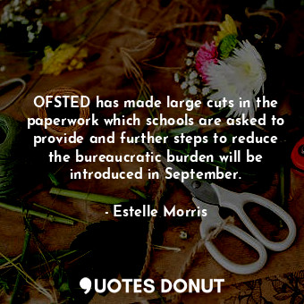 OFSTED has made large cuts in the paperwork which schools are asked to provide and further steps to reduce the bureaucratic burden will be introduced in September.