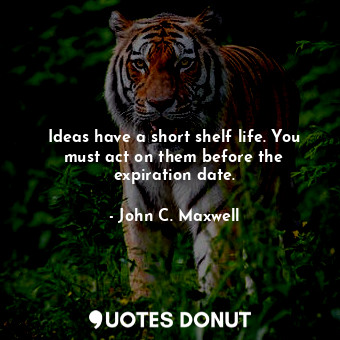 Ideas have a short shelf life. You must act on them before the expiration date.