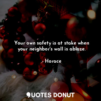  Your own safety is at stake when your neighbor&#39;s wall is ablaze.... - Horace - Quotes Donut