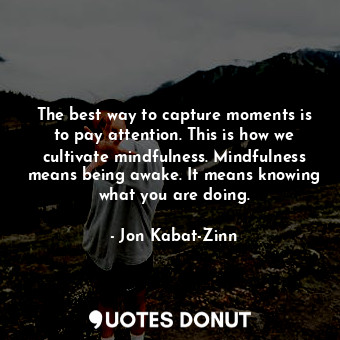 The best way to capture moments is to pay attention. This is how we cultivate mindfulness. Mindfulness means being awake. It means knowing what you are doing.