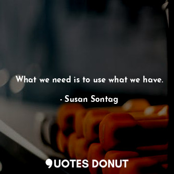  What we need is to use what we have.... - Susan Sontag - Quotes Donut