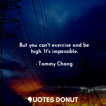  But you can&#39;t exercise and be high. It&#39;s impossible.... - Tommy Chong - Quotes Donut