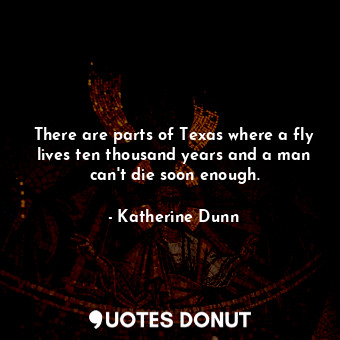 There are parts of Texas where a fly lives ten thousand years and a man can't die soon enough.